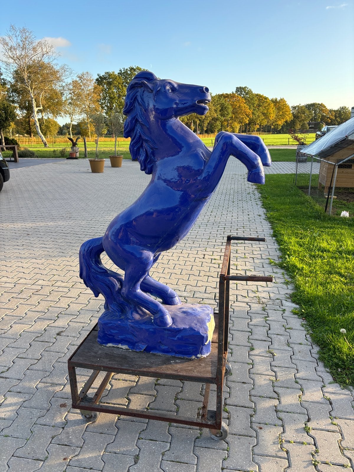 Groot blauw paard beeld - uniek decoratiestuk, Ophalen, Gebruikt, Overige stijlen, Blauw