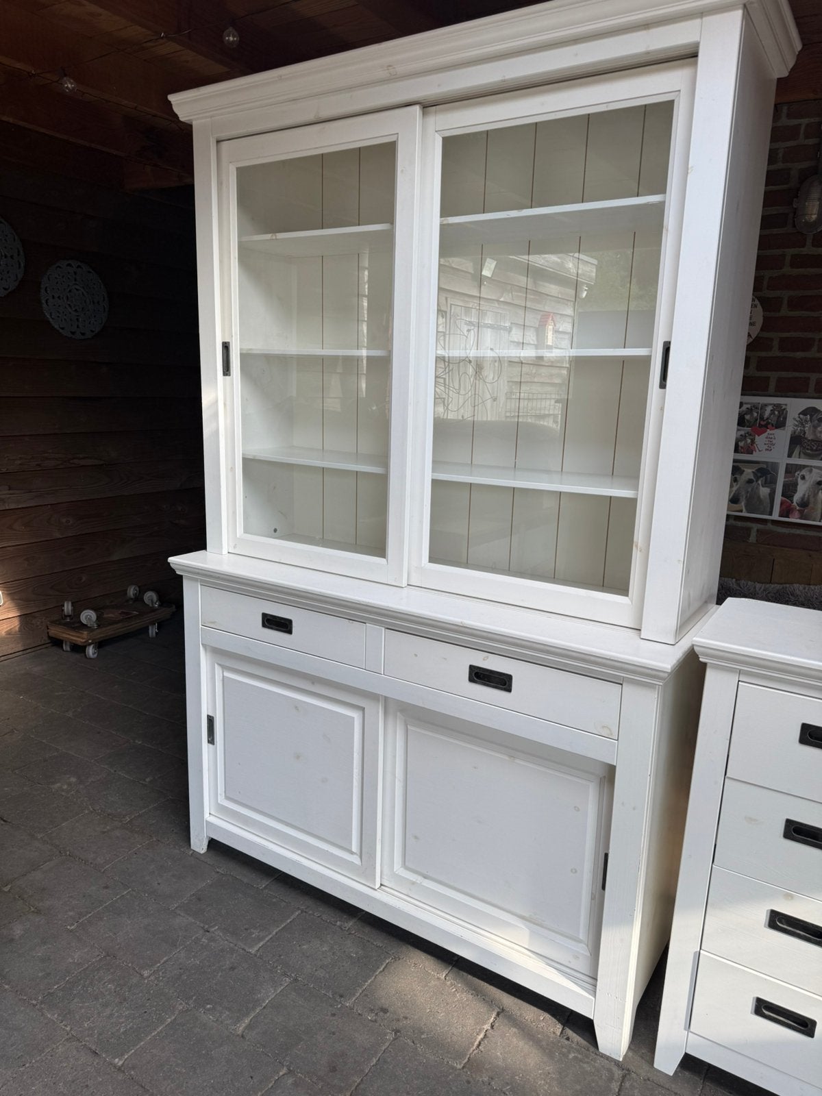 Mooi witte massief houten buffetkast servieskast kast Degen, Ophalen, Zo goed als nieuw, 25 tot 50 cm, 200 cm of meer