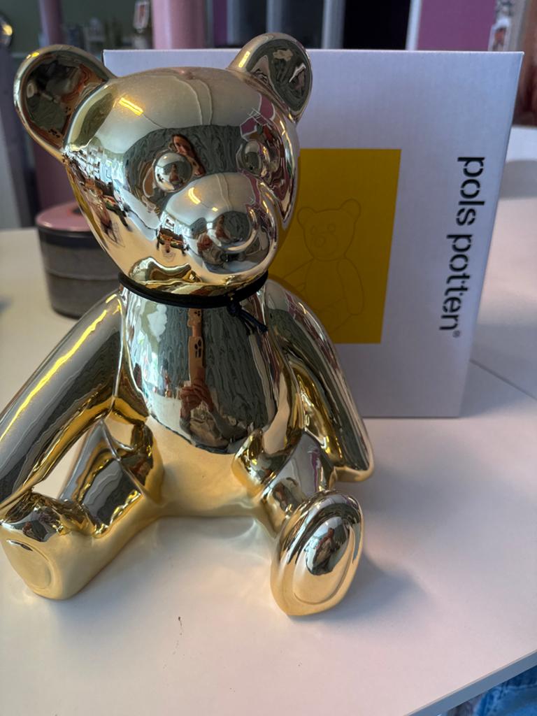 Pols Potten Moneybox Bear Goud - Spaarpot Beer, Ophalen of Verzenden, Nieuw, Overige materialen, Dier