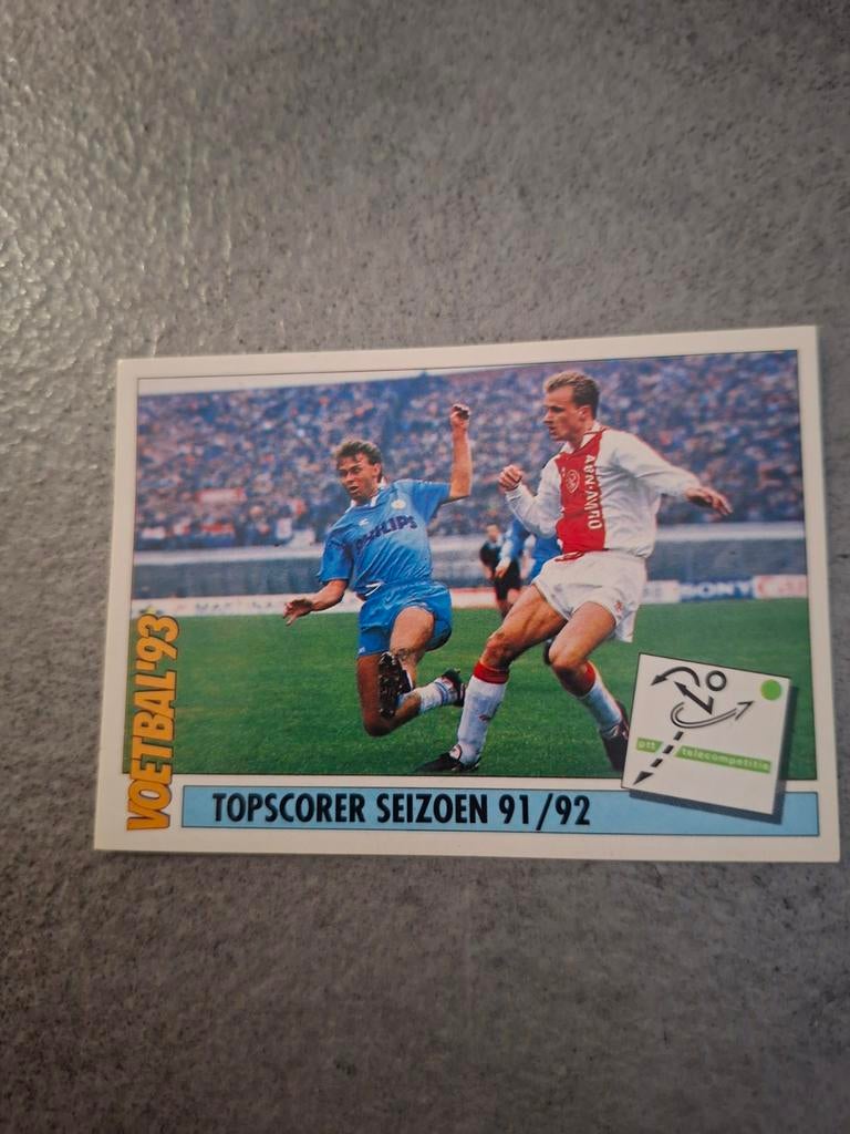 Panini sticker Voetbal 93.Topscorer Seizoen 1991/92 Bergkamp, Verzenden, Zo goed als nieuw, Sticker