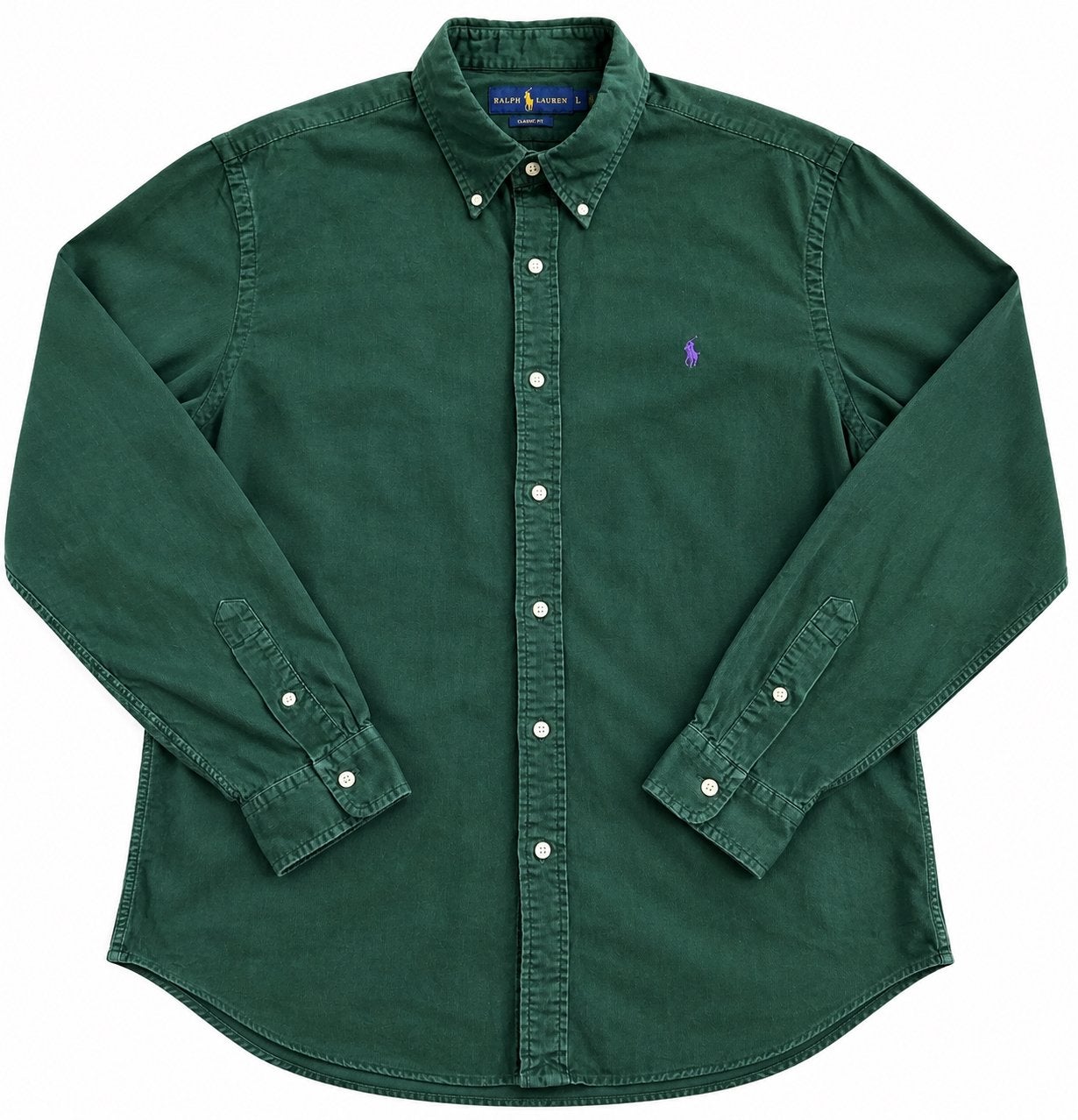 Polo Ralph Lauren Corduroy Overhemd XL Custom Fit, Kleding | Heren, Ophalen of Verzenden, Zo goed als nieuw, Groen, Halswijdte 43/44 (XL)