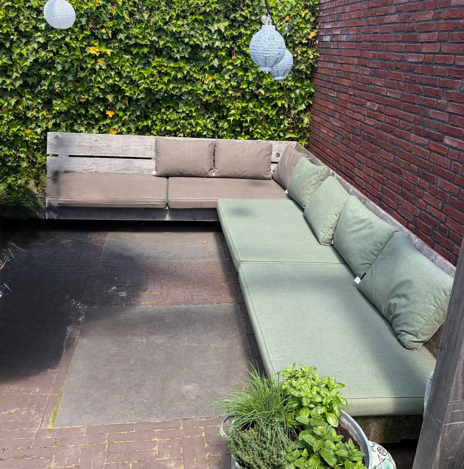 Grote tuinbank lounge bank madison kussens, Ophalen, Gebruikt, Bank