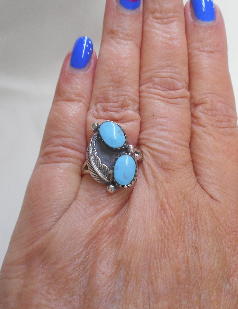 Zilveren Navajo ring met turquoise  maat 18.75 nr.1378, 18 tot 19, Verzenden, Zo goed als nieuw, Dame