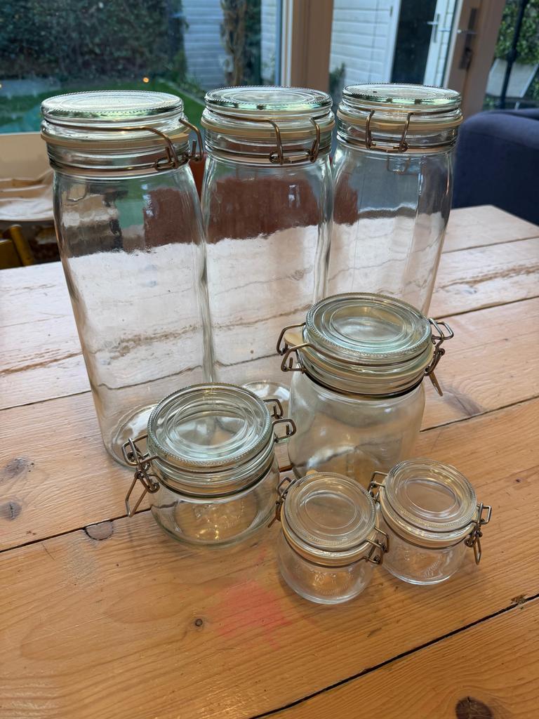 IKEA GLÖMSTA Glazen Voorraadpotten met Beugelsluiting (7 st), Ophalen of Verzenden, Zo goed als nieuw