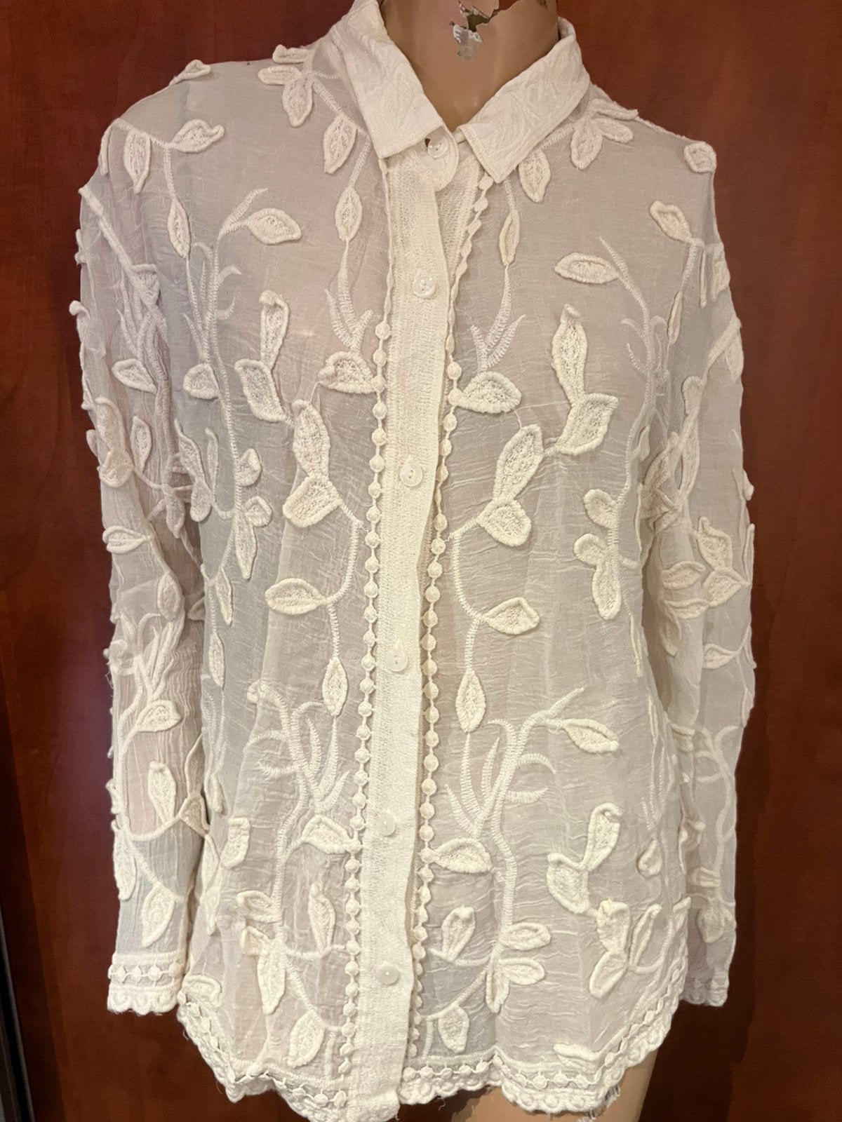 IVIVI geborduurde blouse maat m zgan, Maat 38/40 (M), F, G, Beige