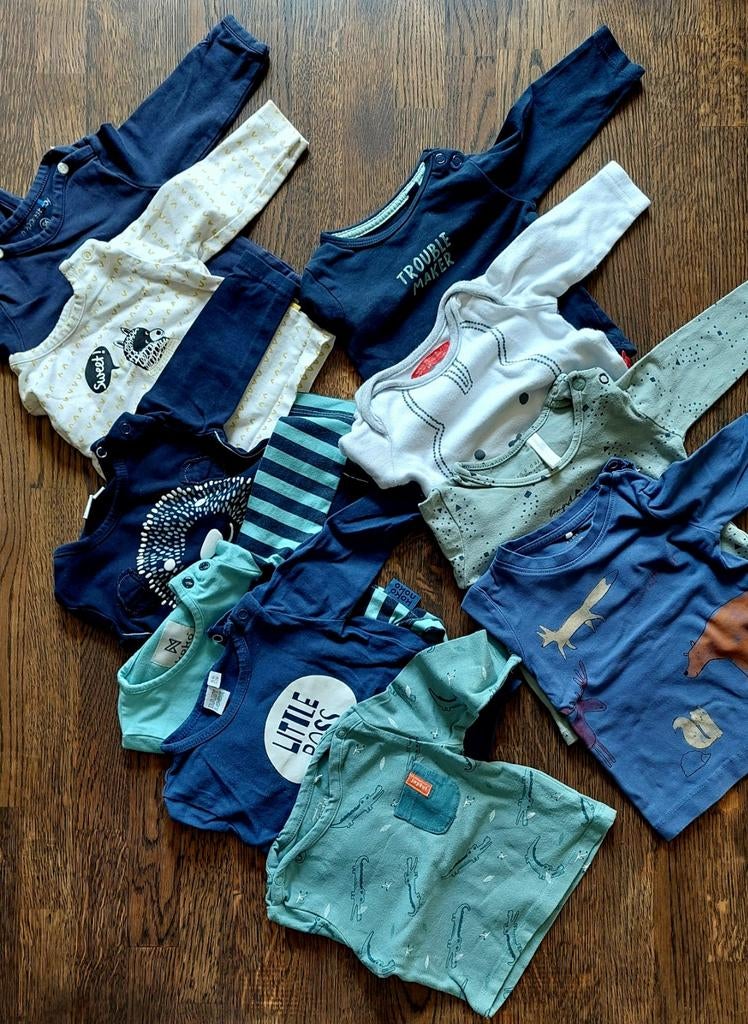 Babykledingpakket 10 shirts lange mouwen maat 50-56, Ophalen of Verzenden