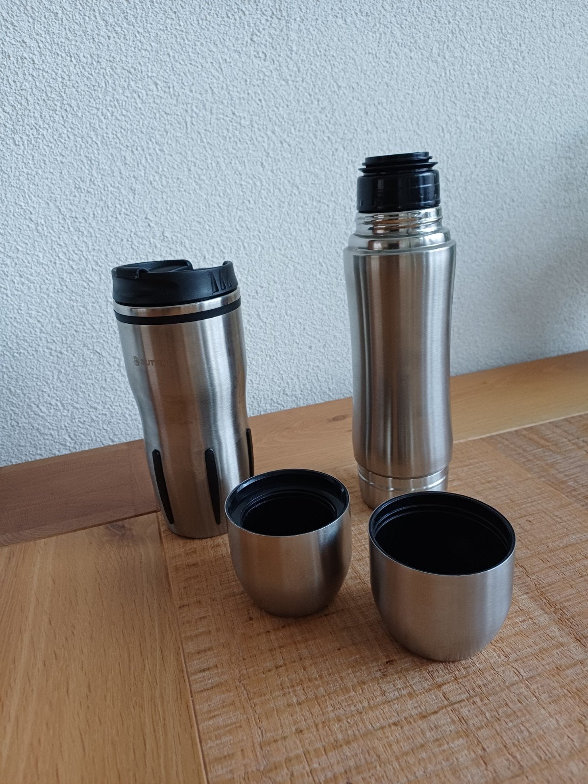roestvrijstalen thermoskan en drinkbeker, Ophalen, Nieuw, Metaal, Zilver