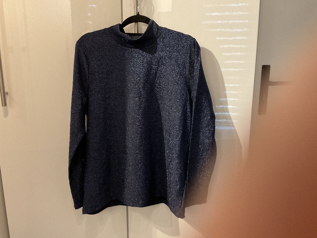 Truitje met col blauw glitter, Ophalen, Blauw, Maat 46/48 (XL) of groter, Zo goed als nieuw