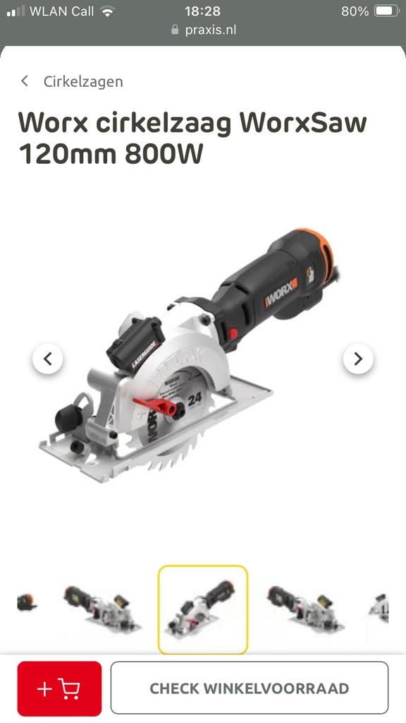 Worx cirkelzaag WorxSaw 120mm 800W, Gebruikt, Cirkelzaag, 600 tot 1200 watt, Ophalen of Verzenden