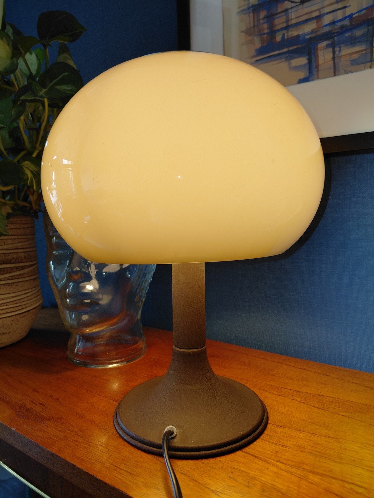 Dijkstra Vintage Mushroom Tafellamp - Jaren '70 Design, Gebruikt, Ophalen of Verzenden, Glas, Vintage, Jaren '70, Mushroom