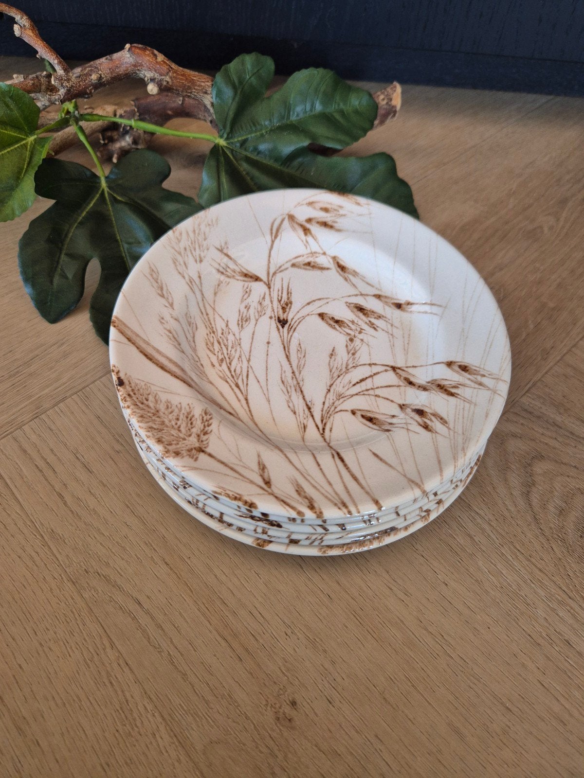 Set van 6 Staffordshire schoteltjes met graanmotief, Huis en Inrichting, Ophalen of Verzenden