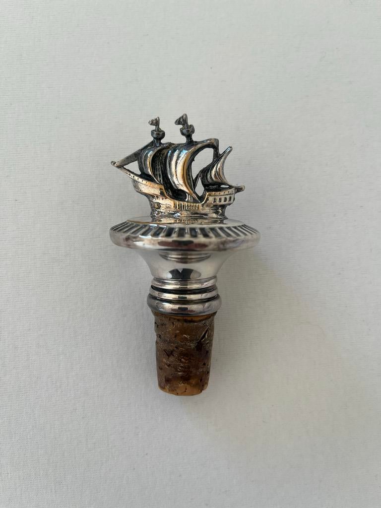 Verzilverde sierkurk met zeilboot, Ophalen of Verzenden, Zilver