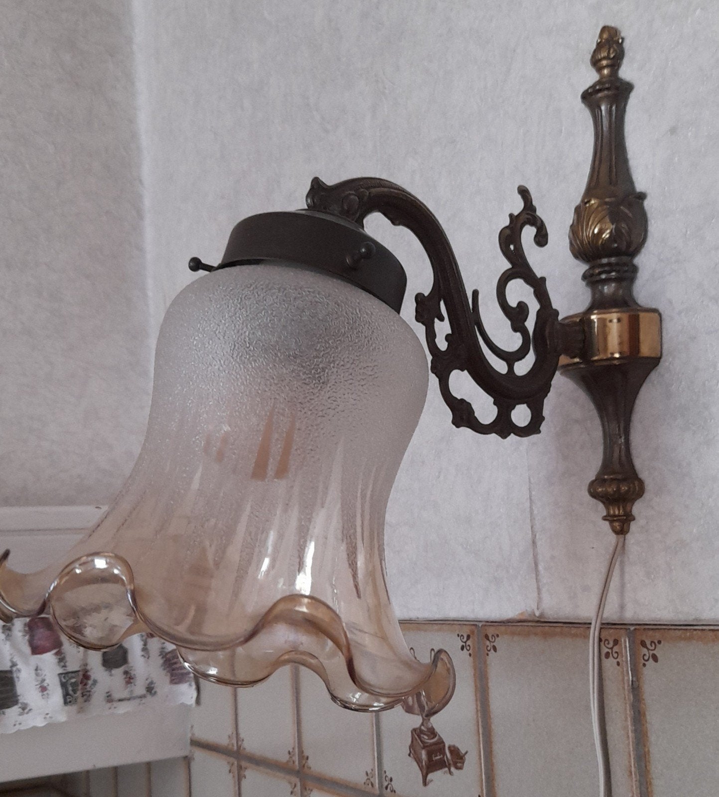 Vintage wandlamp met extra lampenkap, Ophalen