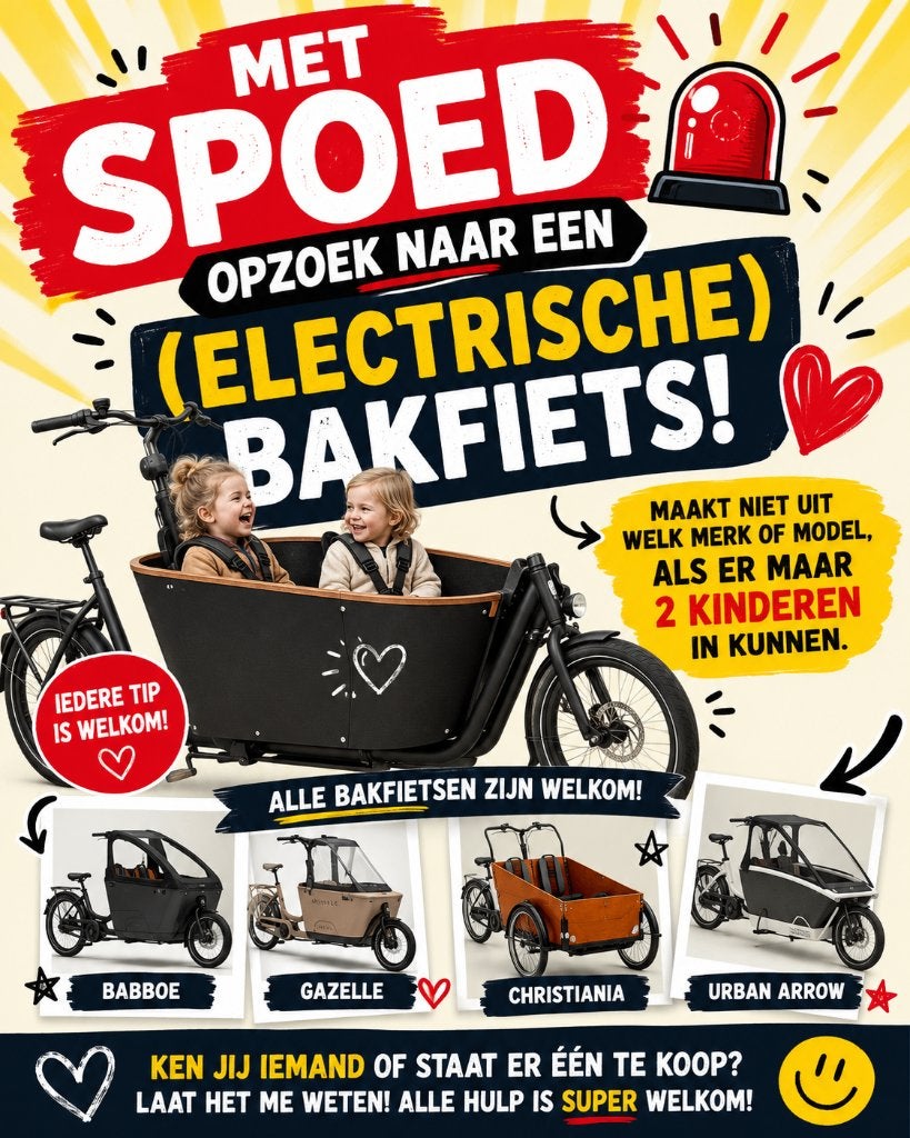 Gezocht: (electrische) Bakfiets, Ophalen, Zo goed als nieuw, 4 kinderen of meer
