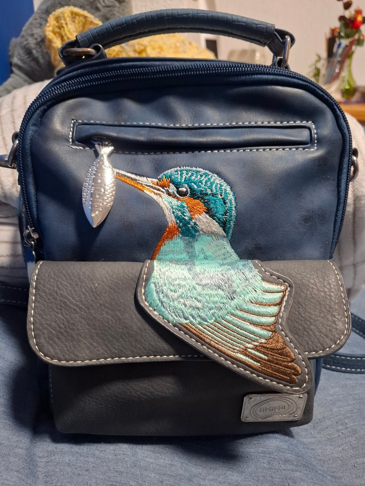 hi di hi tas met ijsvogel donker blauw, Ophalen, Minder dan 30 cm, Blauw, Zo goed als nieuw