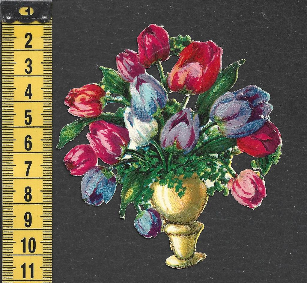 Tulpen in Vaas antiek poezieplaatje (729), Ophalen of Verzenden