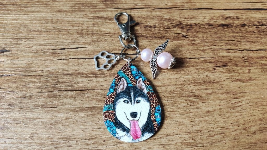 (Sleutel) Hanger Husky Leer met beschermengeltje, Dieren en Toebehoren, Honden-accessoires, Verzenden, Nieuw