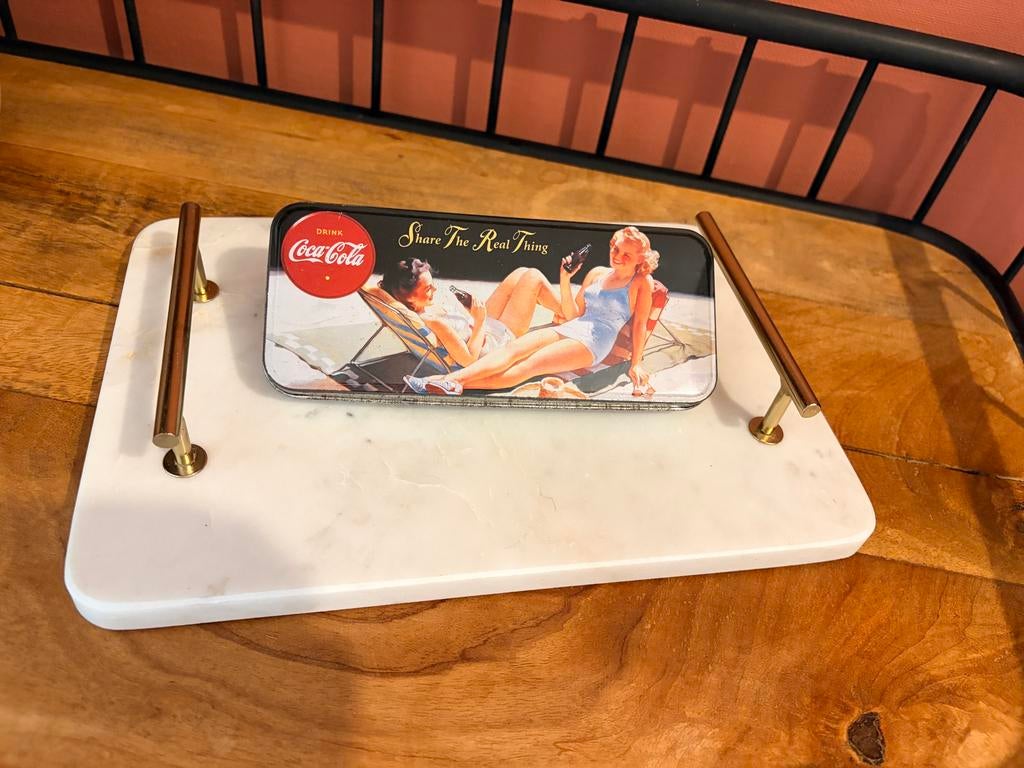 Vintage Coca-Cola blikje met retro afbeelding, Ophalen of Verzenden, Gebruikt, Overige, Overige merken