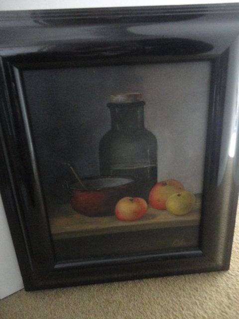 prachtig schilderij STILLEVEN in ZWARTE LIJST, no. 2, Ophalen of Verzenden, Overige stijlen, Gesigneerd, Stilleven