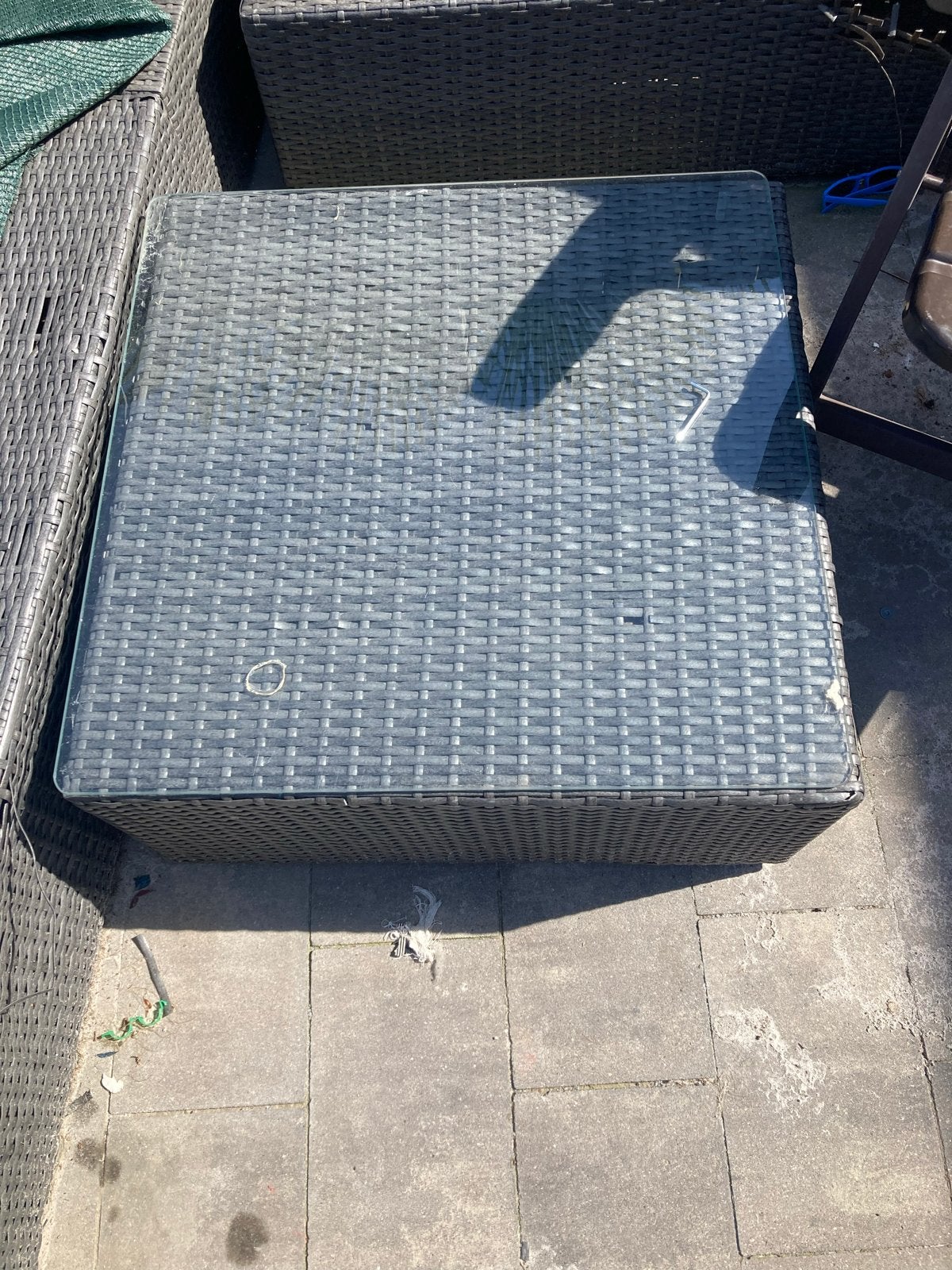 Loungeset met Glazen Bijzettafel, Tuin en Terras, Tuinsets en Loungesets, Ophalen, Gebruikt, 3 zitplaatsen, Loungeset