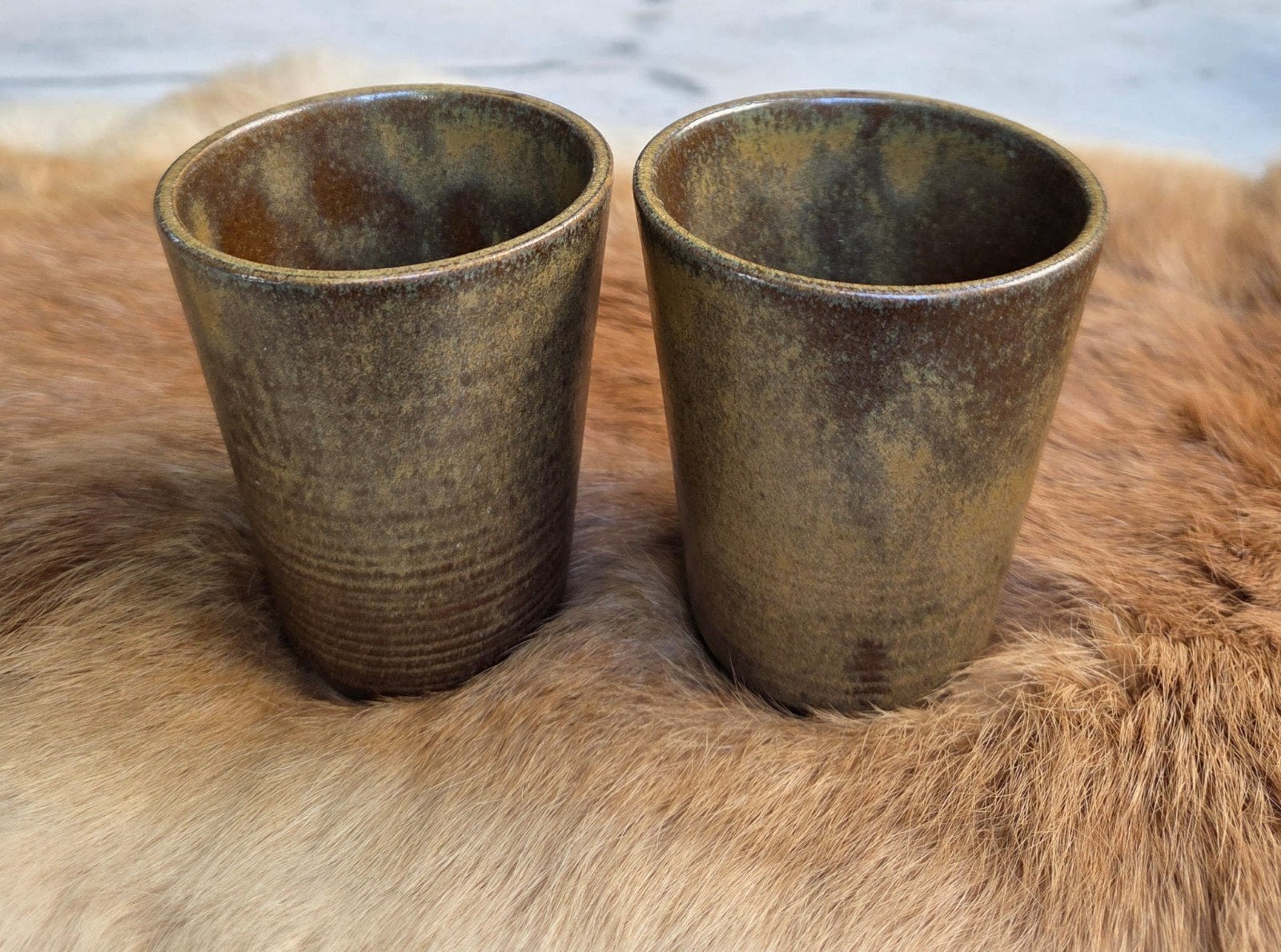 2x Vintage Franse grès bekers - Grespots Digoin, Ophalen of Verzenden
