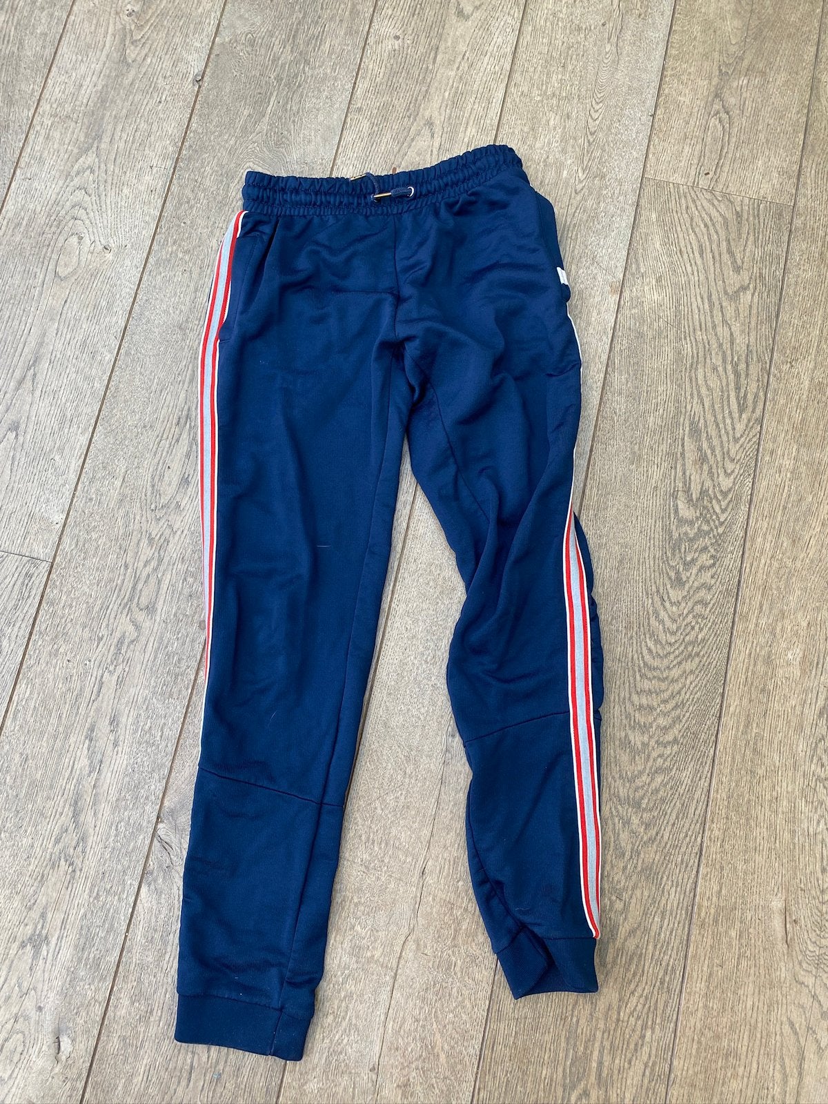 Joggingbroek blauw met strepen hema 158-164 zgan, Broek, Meisje, Ophalen of Verzenden, Zo goed als nieuw