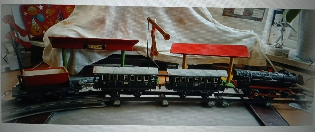 Vintage Treinset met Rails, Locomotief en Wagons, Ophalen, Gebruikt