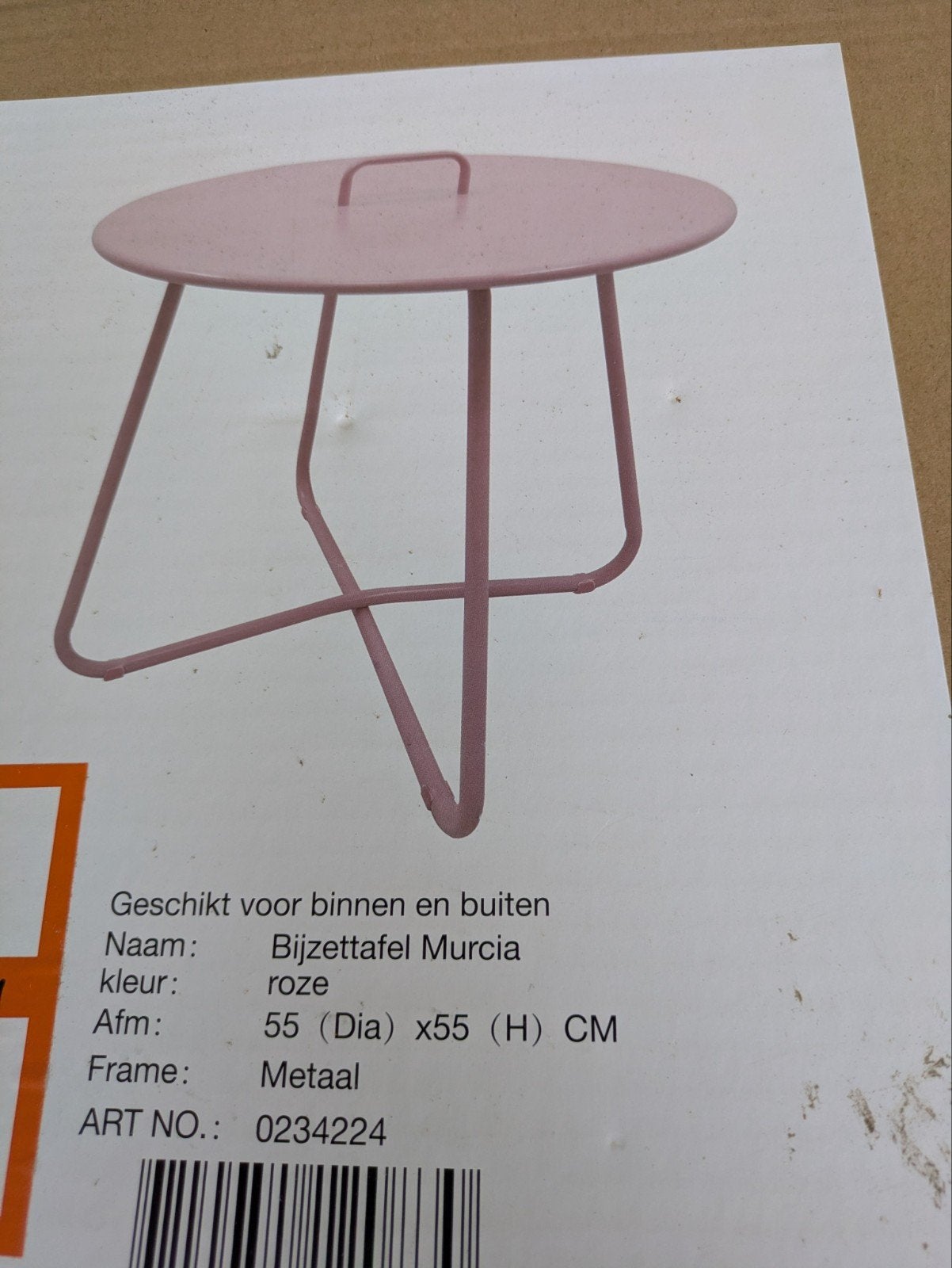 Bijzettafeltje metaal roze 2 stuks nieuw, Minder dan 55 cm, Metaal of Aluminium, Rond, Nieuw