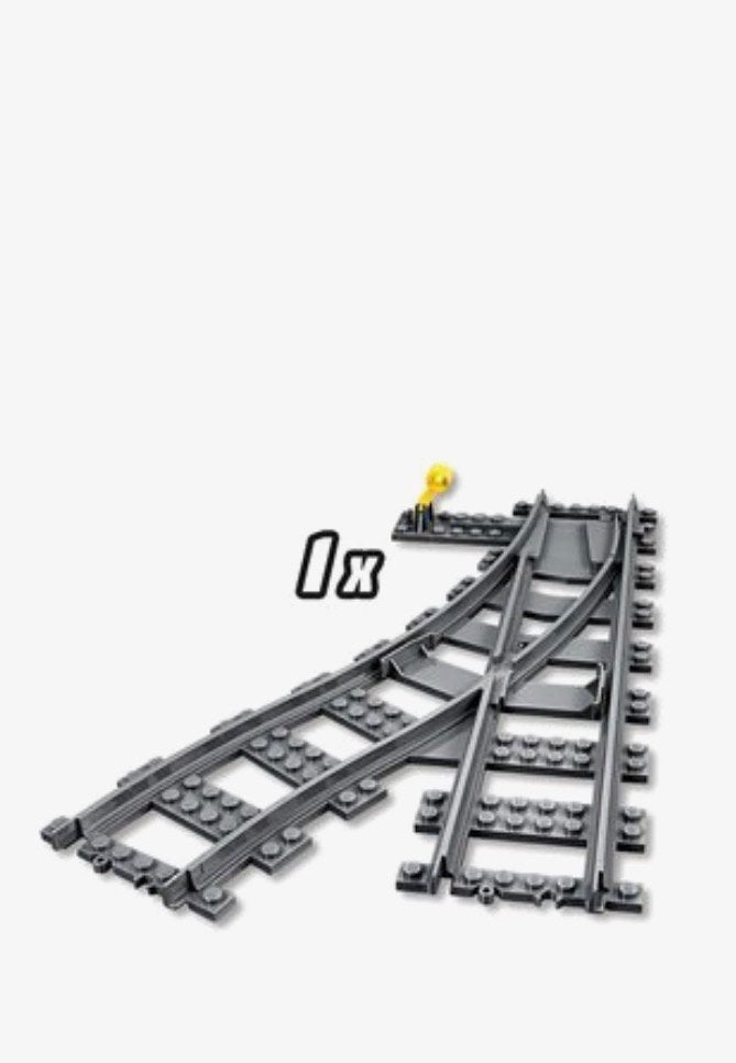 Lego trein rails / sporen: wissel rechts donkergrijs  - TS31, Lego, Lego, City, Lego