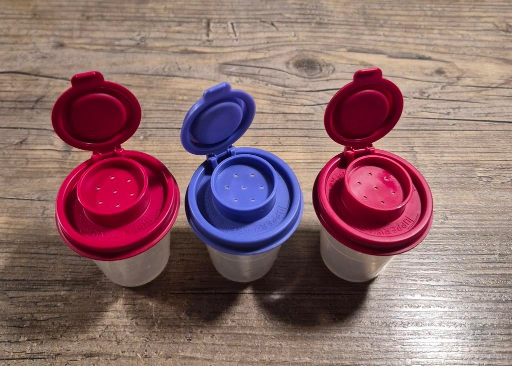 Tupperware peper & zout mini bekertjes (3x), Ophalen of Verzenden, Zo goed als nieuw, Overige typen