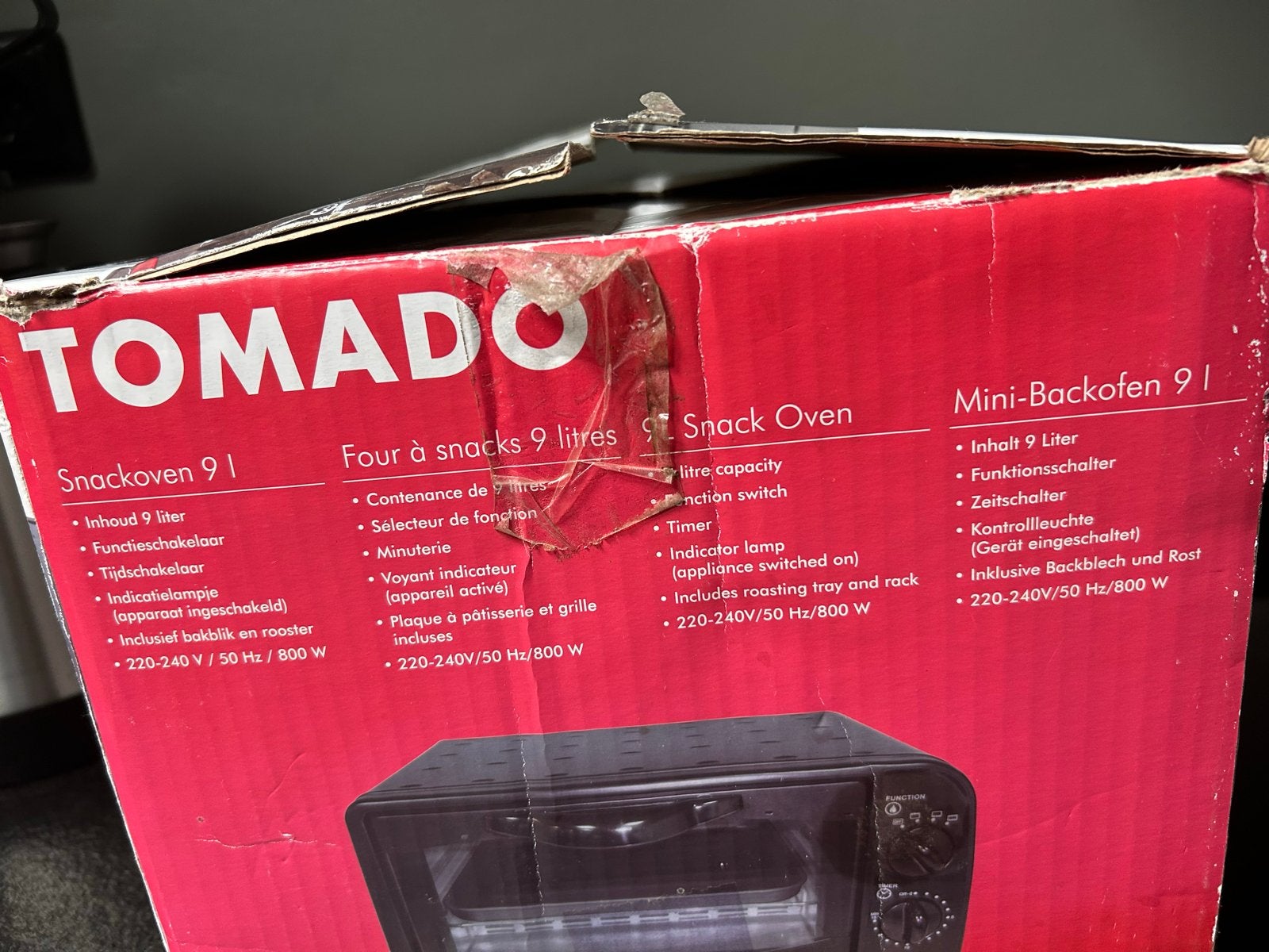 Tomado Snack Oven 9L - Compacte Mini-Oven, Witgoed en Apparatuur, Ovens, Minder dan 45 cm, Overige merken, Ophalen of Verzenden