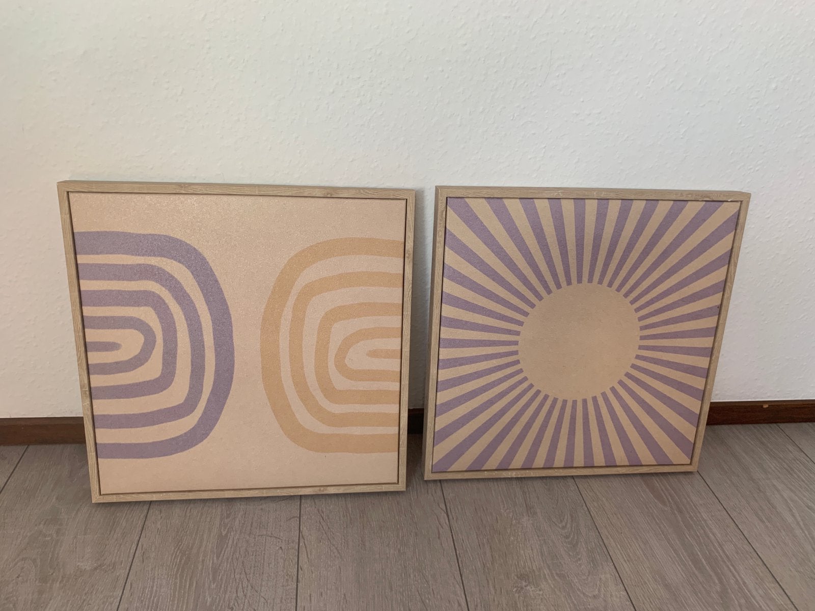 Twee japandi stijl schilderijtjes 40x40, Ophalen, Zo goed als nieuw