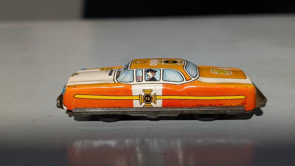 Vintage blikken brandweercommandant auto, Antiek en Kunst, Ophalen of Verzenden