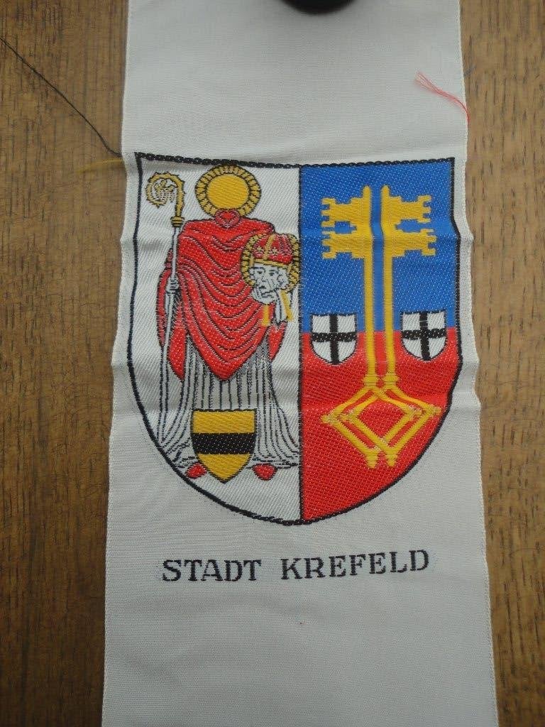 Patch, embleem, vaantje, borduur stadswapen Stadt Krefeld, Ophalen of Verzenden, Overige materialen, Buitenland