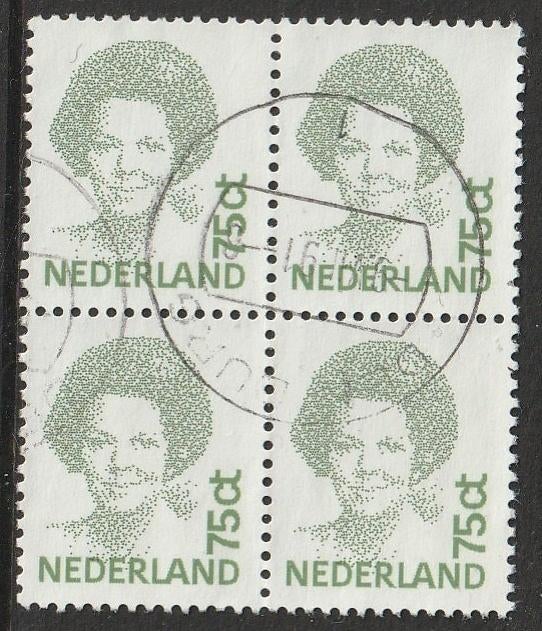 Nederland 1991 1488 Beatrix 75c-blokje, Gest Den Burg, Ophalen of Verzenden, Na 1940, Gestempeld