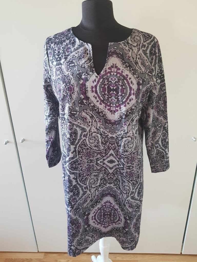 Tuniekjurk met paisley/barok print – paars/grijs – maat L, Ophalen of Verzenden, Zo goed als nieuw, Maat 42/44 (L), Grijs