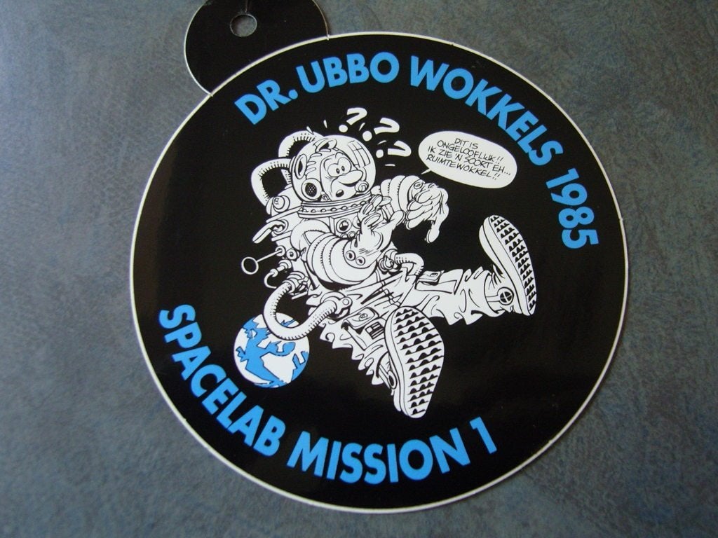 sticker Dr. Ubbo Wokkels 1985 Spacelab Mission 1 *, Ophalen, Zo goed als nieuw