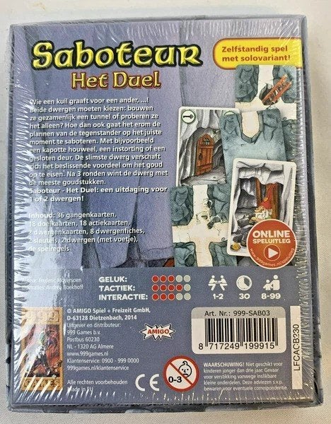999 Games Saboteur Het Duel Kaartspel nieuw in plastic spel, Coolsingel 104, 3011 AG Rotterdam, Netherlands, Verzenden, Een of twee spelers