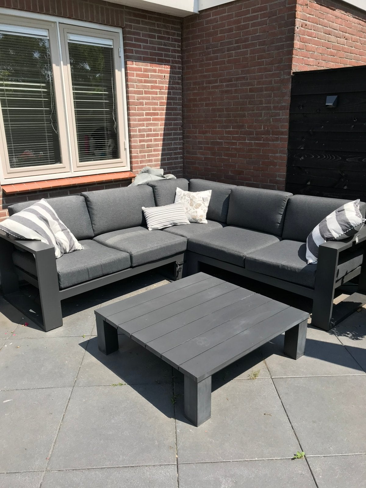 Garden Impressions Moderne grijze loungeset met salontafel, Ophalen, 5 zitplaatsen, Bank, Aluminium