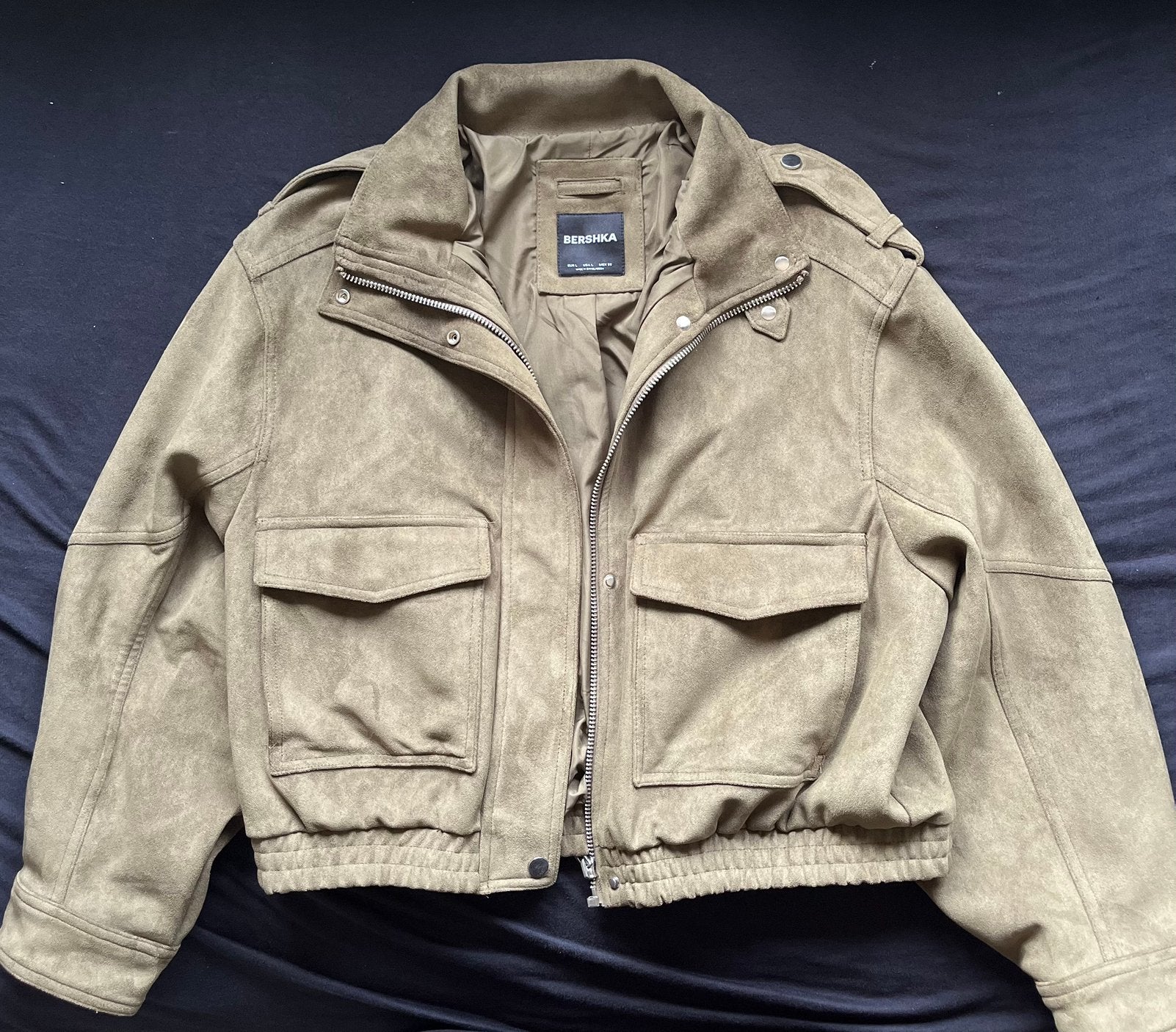 Suede jasje, Ophalen of Verzenden, Zo goed als nieuw, Maat 52/54 (L), Groen