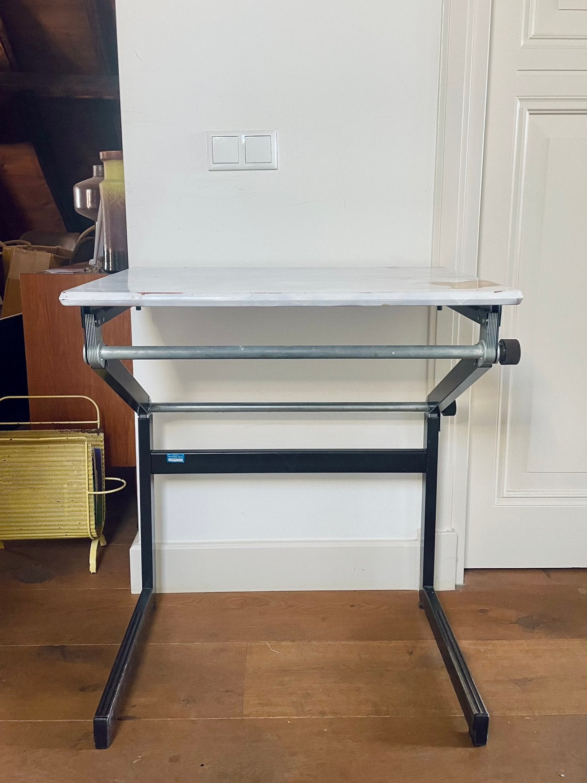 Vintage, industriele tekentafel / architectentafel (1976), Doe-het-zelf en Verbouw, Tekentafels, Ophalen, Gebruikt, Minder dan 130 cm