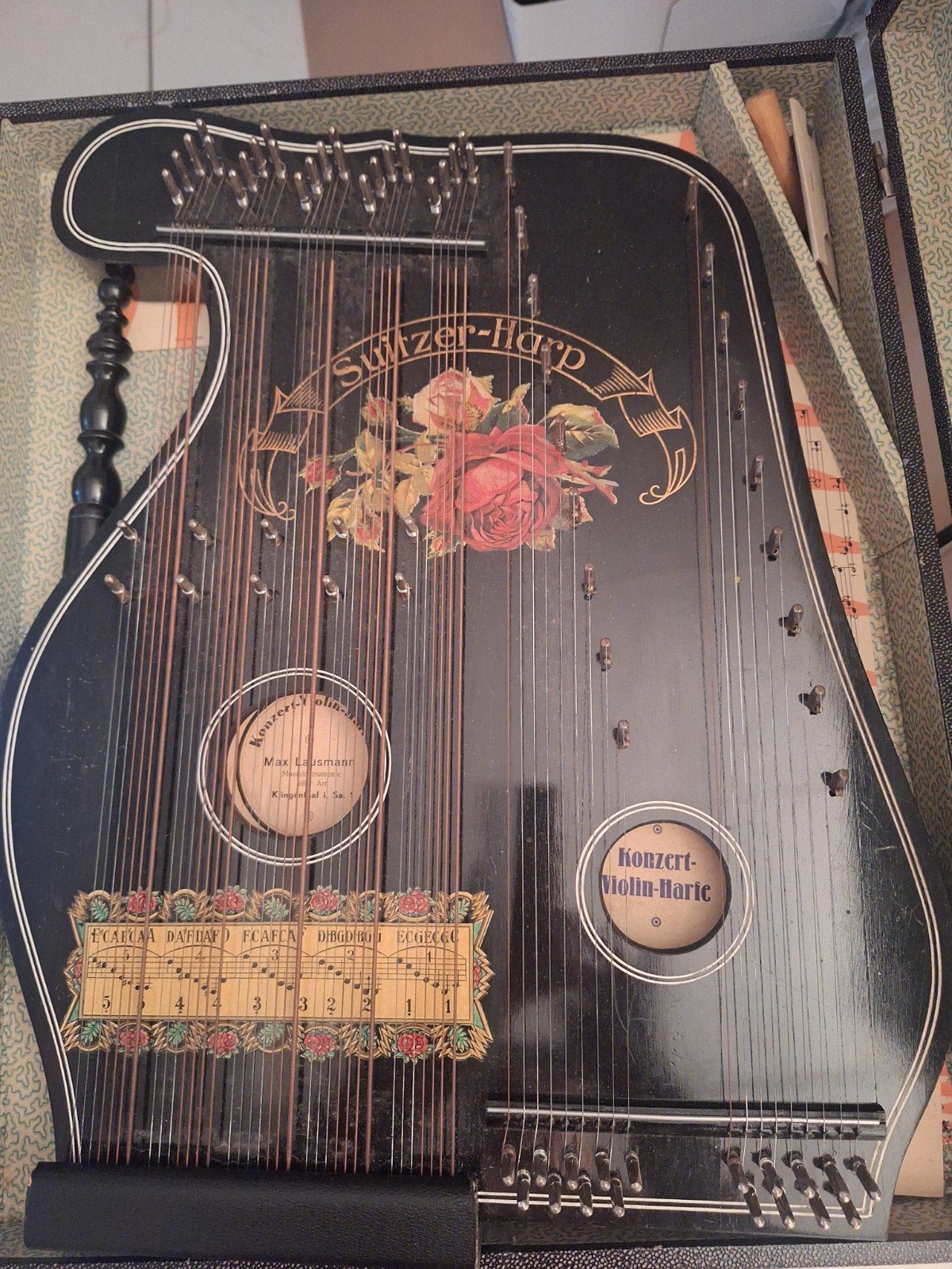 Antieke Switzer-Harp / Konzertzither met bladmuziek, Ophalen of Verzenden