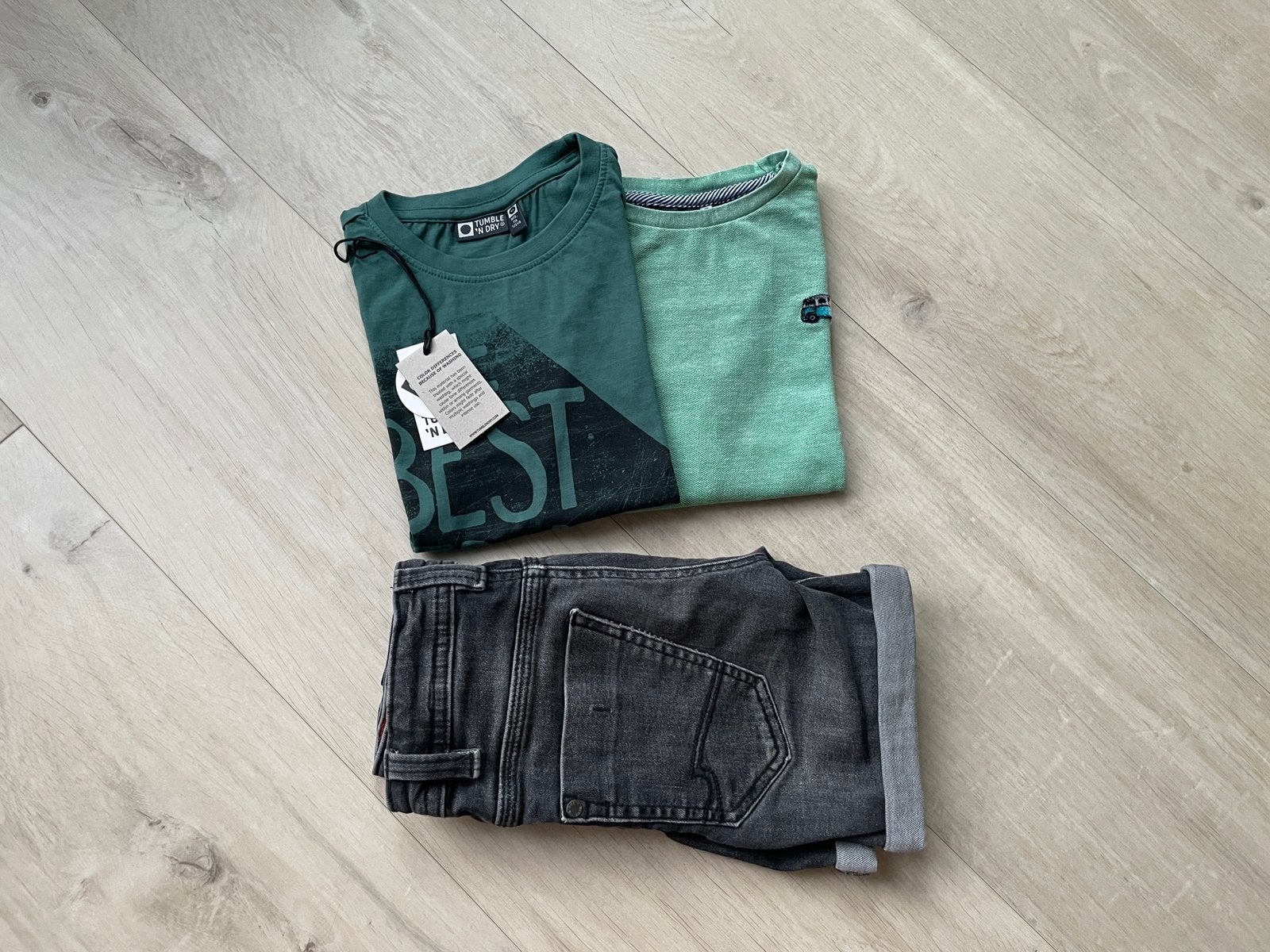 Tumble ’n Dry T-shirts & Blue Ridge spijkershort maat 116, Kinderen en Baby's, Kinderkleding | Maat 116, Ophalen of Verzenden