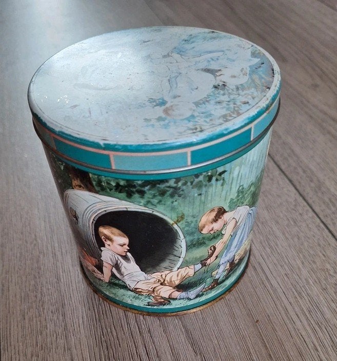 Vintage Ot en Sien bewaarblik Rosenberg 10 cm, Verzamelen, Blikken, Gebruikt, Overige, Overige merken, Ophalen of Verzenden