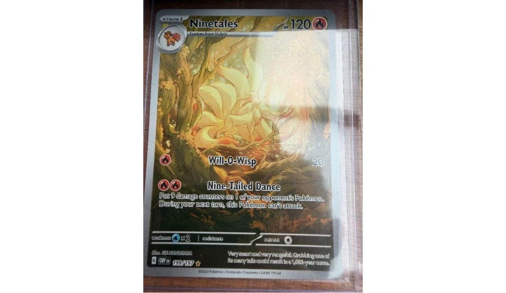 Pokemon Ninetales Full Art Obsidian Flames 199/197, Ophalen of Verzenden, Zo goed als nieuw, Losse kaart