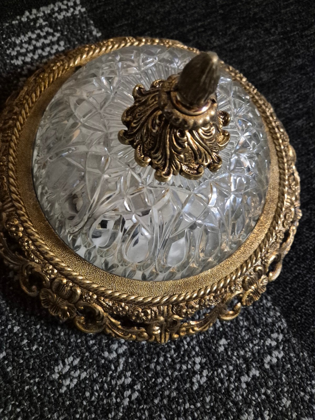 Vintage Kristallen plafond lamp Gouden Rand, Ophalen