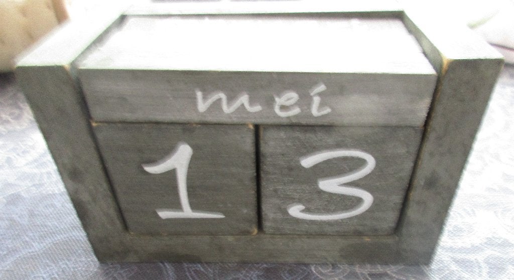 houten verstelbare eeuwigdurende kalender, Ophalen of Verzenden, Dagkalender, Gebruikt