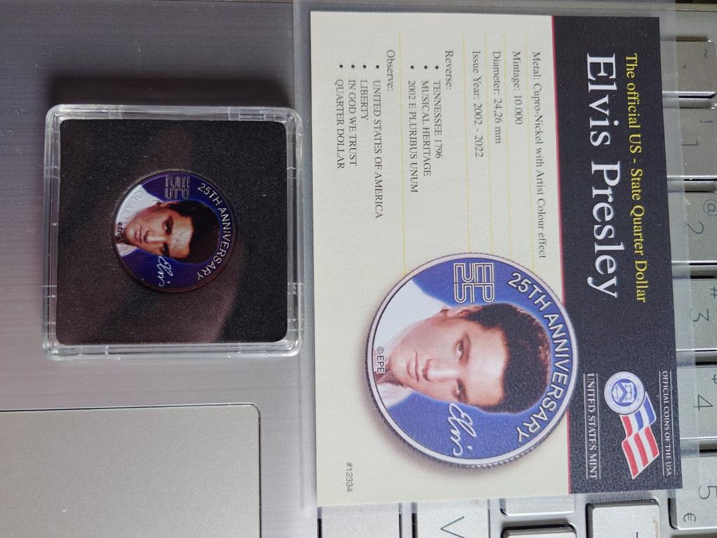 Elvis Presley US State Quarter Dollar 25th Anniversary, Ophalen of Verzenden, Noord-Amerika, Losse munt