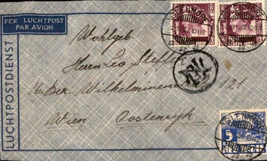 Nederlands Indië - Stempel Glenmore - 1937 - Oostenrijk, Ophalen of Verzenden, Envelop