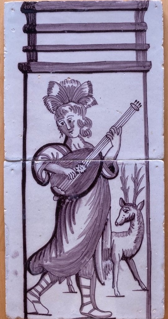 antieke tegel, bodemvondst, mangaan, Ophalen of Verzenden